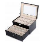 Cutie tip caseta organizatoare pentru ceasuri, Gonga®, culoaremodel Negru, marime 20 compartimente