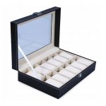 Cutie tip caseta organizatoare pentru ceasuri, Gonga®, culoaremodel Negru, marime 12 compartimente