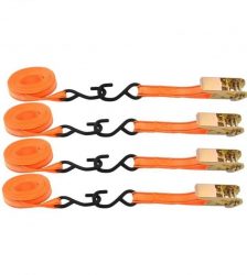 Set 4x chinga de fixare cu clichet, 25 mm x 4.1 m, 600-700 kg, culoaremodel Portocaliu