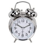 Ceas desteptator retro, cu alarma, Gonga®, culoaremodel Argintiu, marime 8 cm