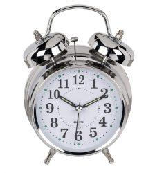 Ceas desteptator retro, cu alarma, Gonga®, culoaremodel Argintiu, marime 8 cm