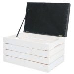 Cutie de depozitare din lemn, sezut textil gri, greutate maxima suportata 150 kg, dimensiuni 40x50x35 cm, Gonga®, culoaremodel Alb