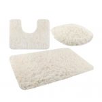 Set de 3 covorase pufoase pentru baie, Gonga®, culoaremodel Crem