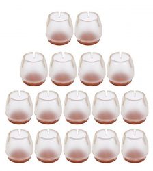 Set 16 bucati, protectie din silicon pentru picioarele scaunelor 12-16mm, Gonga®, culoaremodel Transparent