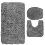 Set de 3 covorase pufoase pentru baie, Gonga®, culoaremodel Gri