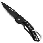 Cutit pliabil, ascutit, cu carabina incorporata, Gonga®, culoaremodel Negru