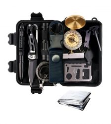 Kit de supravietuire cu elemente esentiale, Gonga®, culoaremodel Negru, marime 12 bucati