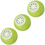 Set 3 bile odorizante pentru miros frigider, diametru de 5 cm, din plastic, Gonga®, culoaremodel Verde