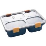 Recipient tip cutie pentru pranz, 4 compartimente, capacitate de 1200 ml, Gonga®, culoaremodel Albastru