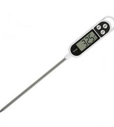Termometru digital alimentar de insertie cu tija, 3 butoane si oprire automata, interval masurare -50° C - +300° C, Gonga®, culoaremodel Alb