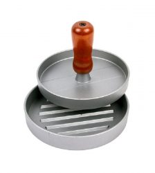 Presa pentru hamburger, din aluminiu, diametru 12 cm, strat anti-aderent, Gonga®, culoaremodel Argintiu