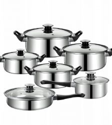 Set 6 oale din otel inoxidabil, cu diametru intre 8-24 cm, Gonga®, culoaremodel Argintiu