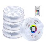 4x Lumina LED submersibila cu 13 LED-uri incorporate, rezistenta la apa si fara fir, cu baterii, Gonga®, culoaremodel Alb