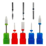 Set de 8 freze conice, 5 ceramice si 3 diamantate, pentru unghii, Gonga®, culoaremodel Multicolor